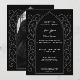 Convite Ornate border Photo Gothic wedding Invitation