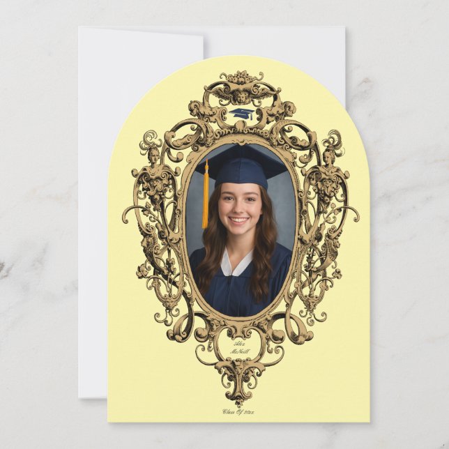 Convite Ornate Rococo Cartouche Photo Template Graduation (Frente)