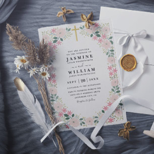 Convite Ornato Floral Elegante Gracioso Relevo Casamento