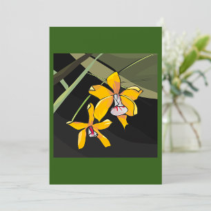 Convite Orquídea Amarela Flor Tropical Botânica