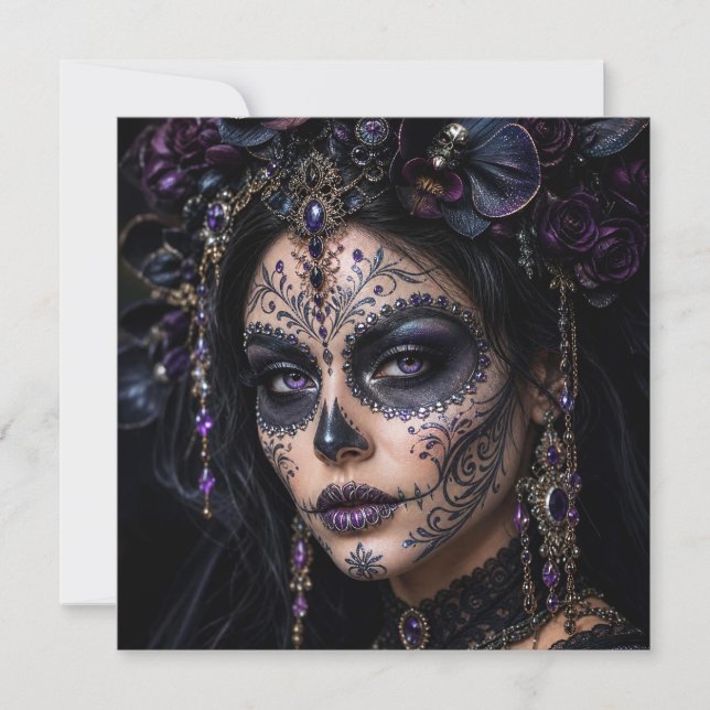 Convite Orquídea Âmbar Calavera – Caveira de Açúcar Gótica (Frente)