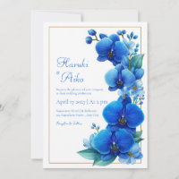 Orquídea Azul Dourado Geométrico Casamento