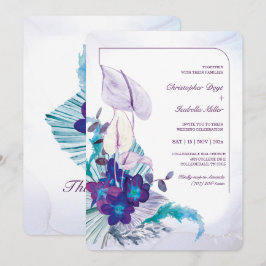 Convite Orquídea Azul e Casamento de Copo-de-Leite