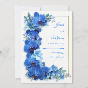Convite Orquídea Botânica Dourada Safira Azure para Casame