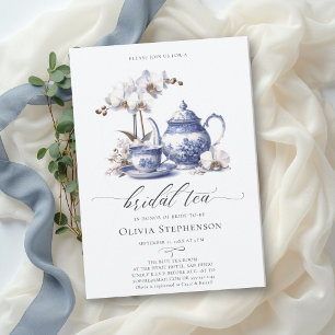 Convite Orquídea Branca Hampton Toile Chá de Noiva Chic