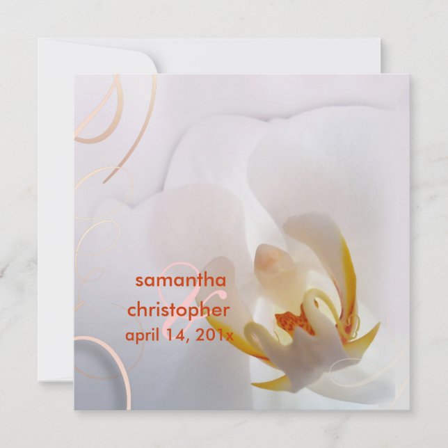 Convite Orquídea Branca PixDezines| Rosa Pálido + Branco (Frente)