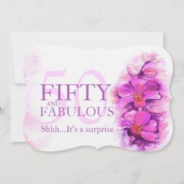 Convite Orquídea de cor d'água roxa cinquenta e fabulosa