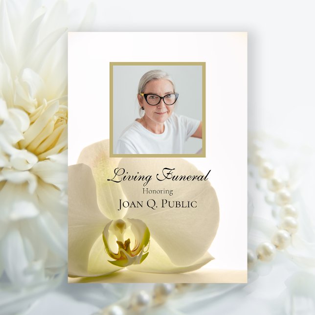 Convite Orquídea Flor no Partido Funeral Branco (Criador carregado)