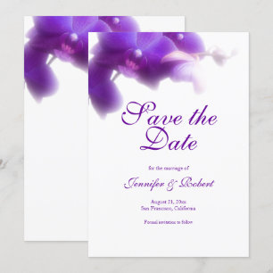 Convite Orquídea Floral Roxo Elegante Salva a Data