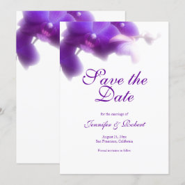 Convite Orquídea Floral Roxo Elegante Salvar a Data