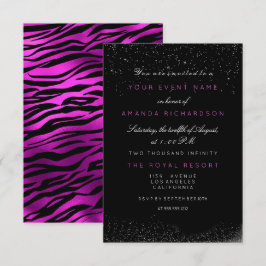 Convite Orquídea Fuchsia Tigre Preto Branco Brilhante Aniv