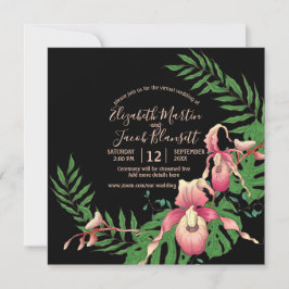Convite Orquídea Rosa do Slipper no Casamento Virtual Negr