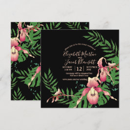 Convite Orquídea Rosa do Slipper no Casamento Virtual Negr