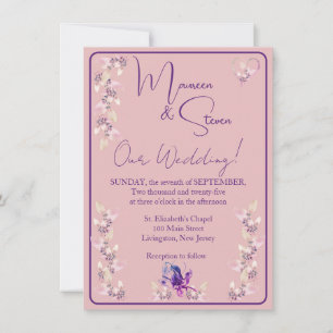 Convite Orquídea Rosa, e Lavanda Casamento Floral