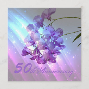 Convite orquídea roxa floral aniversário de casamento de 5