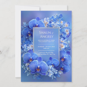 Convite Orquídea Safira Gradiente Dourado Casamento