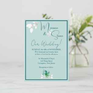 Convite Orquídea Verde Brilhante no Casamento de Hortelã 