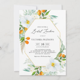 Convite Orquídeas Aquáticas e Kumquats Dourado Lunchedo Br