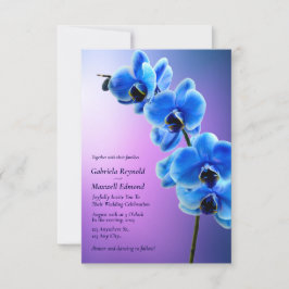 Convite Orquídeas Azuis Céu Floral Moderno Casamento