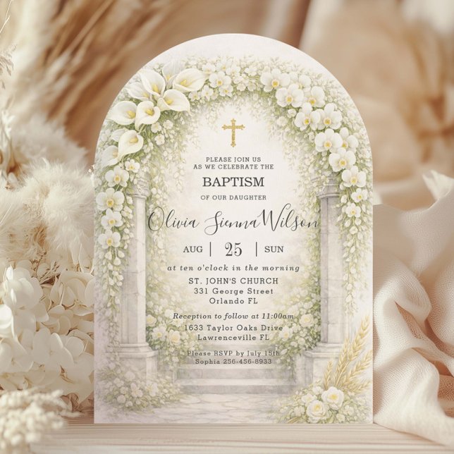 Convite Orquídeas Brancas Chic e Lírios Calla Floral Batis (Criador carregado)