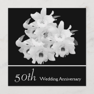 Convite Orquídeas Brancas Elegantes 50º Aniversário de