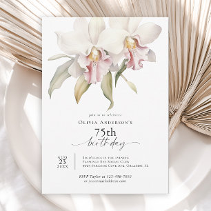 Convite Orquídeas Brancas Elegantes Florais Aniversário de
