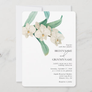 Convite Orquídeas Brancas Florais Casamento Aquarela