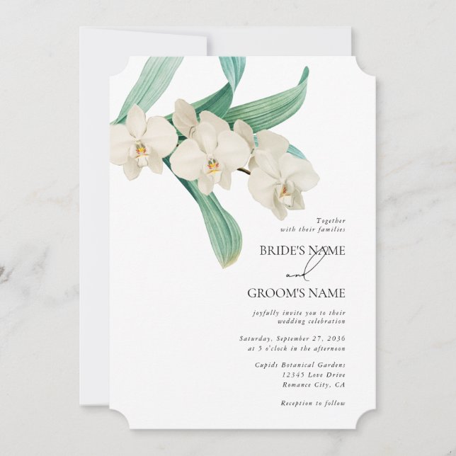 Convite Orquídeas Brancas Florais Casamento Aquarela (Frente)