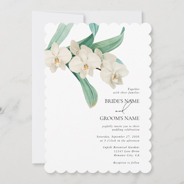 Convite Orquídeas Brancas Florais Casamento Aquarela (Frente)