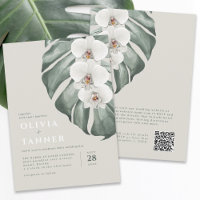 Orquídeas Brancas Modernas Código QR Casamento Tro