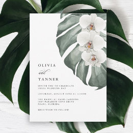 Convite Orquídeas Brancas no Casamento Tropical de Monster