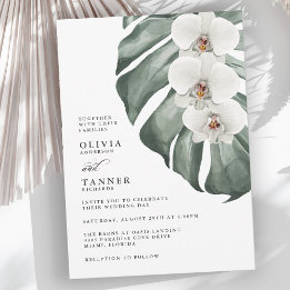 Convite Orquídeas Brancas no Casamento Tropical de Monster