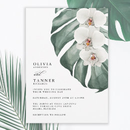 Convite Orquídeas Brancas no Casamento Tropical de Monster