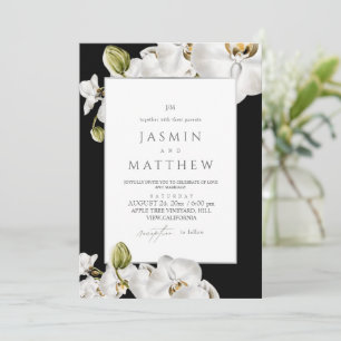 Convite Orquídeas Brancas Quadro Casamento Elegante