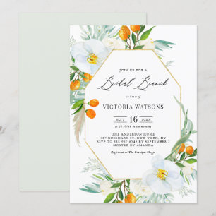 Convite Orquídeas de Aquarela e Kumquats Bridal Brunch