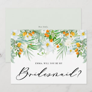 Convite Orquídeas e Kumquats Você Será Minha Dama de Honra