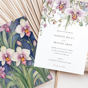 Convite Orquídeas Elegantes Casamento Florais Pastel Delic