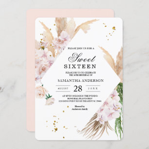 Convite Orquídeas Florais Elegantes e Quadro de Beleza Pam