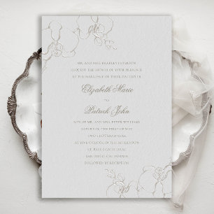 Convite Orquídeas Graciosas Casamento Formal de Marfim