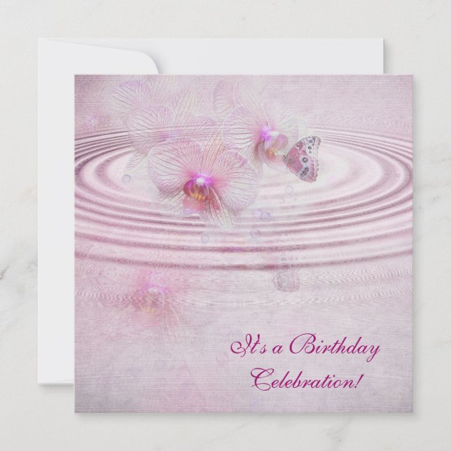 Convite Orquídeas Rosa com Borboleta (Frente)