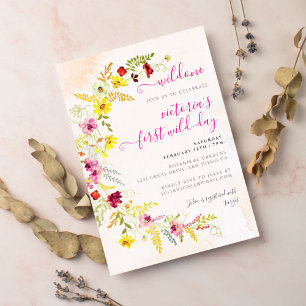 Convite Orquídeas Silvestres Rosa Roxo Coroa de Aniversári