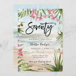 Convite Orquídeas tropicais de praia festa de aniversário