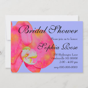 Convite Orquídeas tropicais florais em aquarela rosa elega