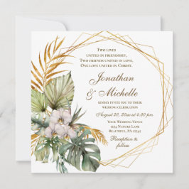 Convite Orquídeas Tropicais Palms Floral Casamento Cristão
