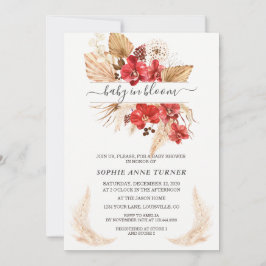 Convite Orquídeas Vermelhas Pampas Grama Lunaria Bebê em S