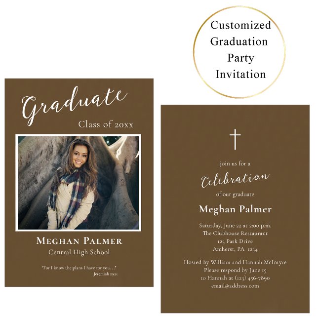 Convite Orthodox Christian Simple Rustic Graduation Party  (Criador carregado)