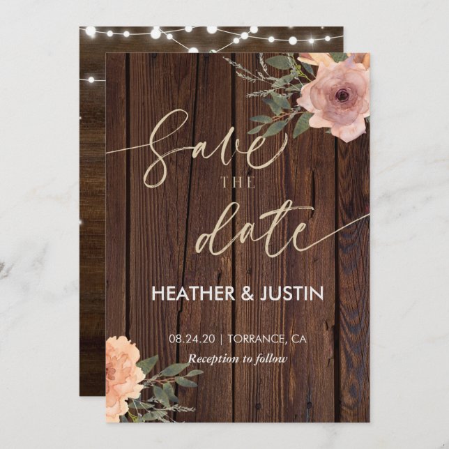 Convite Ortografia Rústica Orçamentária String Luzes & Cas (Frente/Verso)