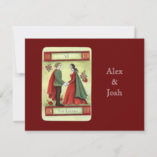 Convite "Os Amantes" carta de tarot (Frente)