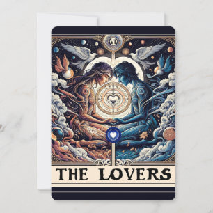 Convite OS AMANTES Tarot Celestial Homem & Mulher Noivado 