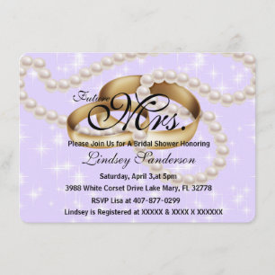 Convite Os anéis roxos chiques com as pérolas nupciais